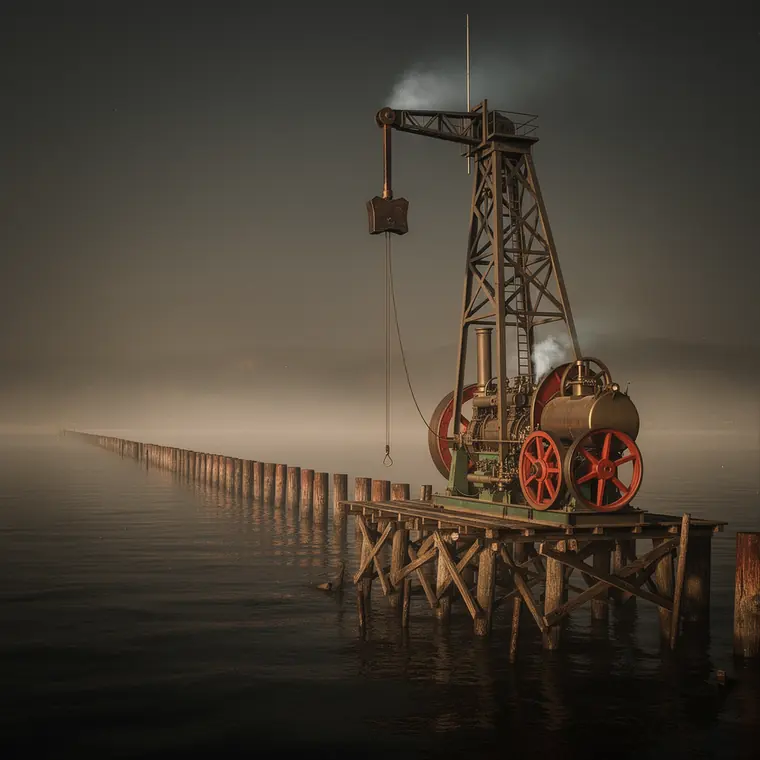 Steam Pile Driver, 1840, Pile Driver
