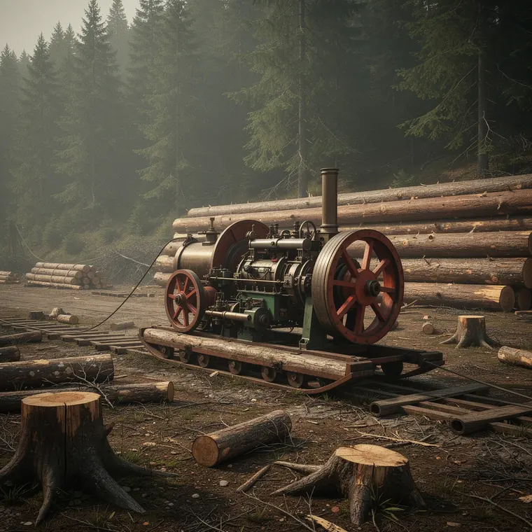Steam Donkey, 1880, Forestry