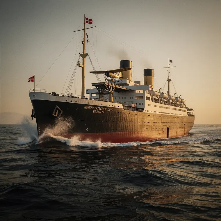 Bremen, 1929, Express Steamer with Bulbous Bow