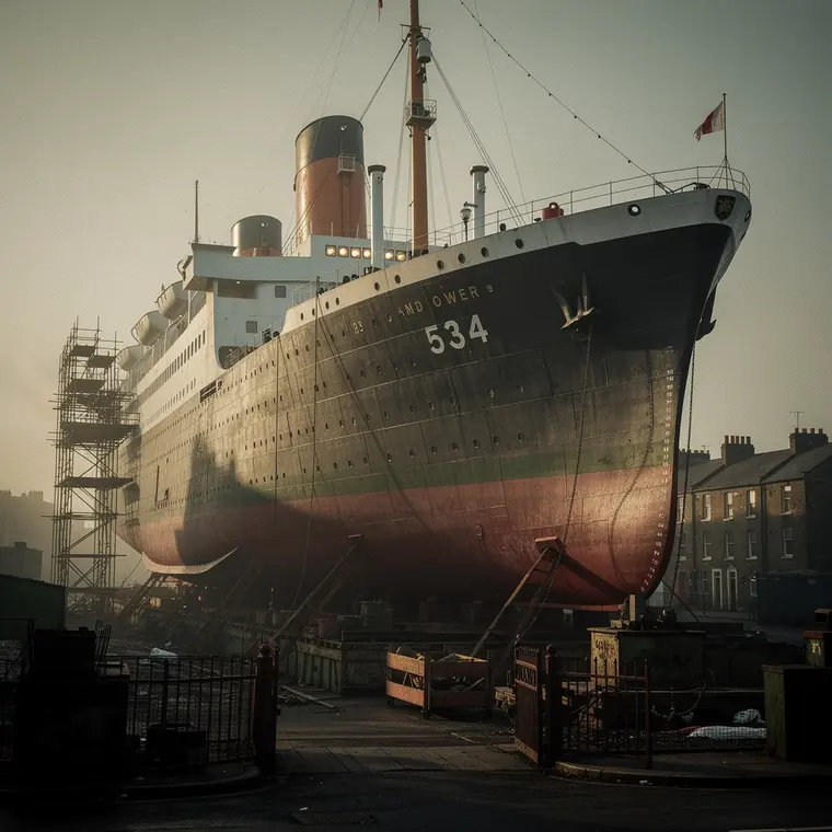 Queen Mary, 1934, Turbine Liner under Construction