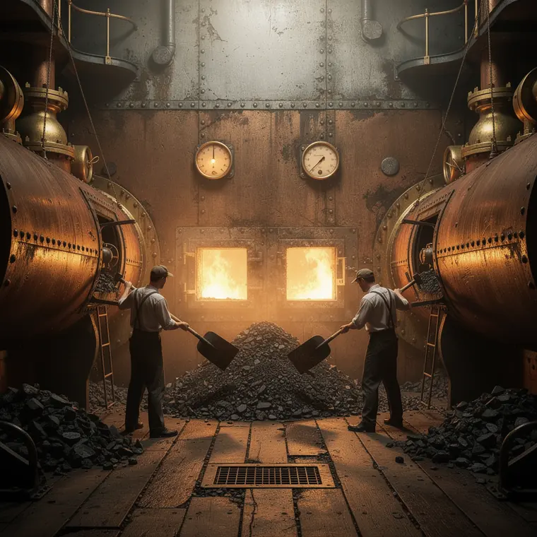 Heizraum der Olympic, 1911, Boiler Room
