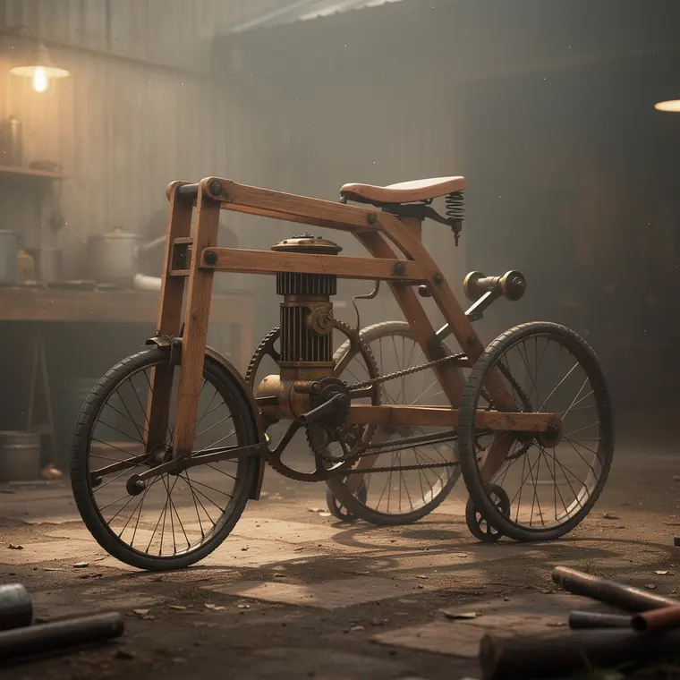 Daimler Reitwagen, 1885, Wooden Frame Motorcycle