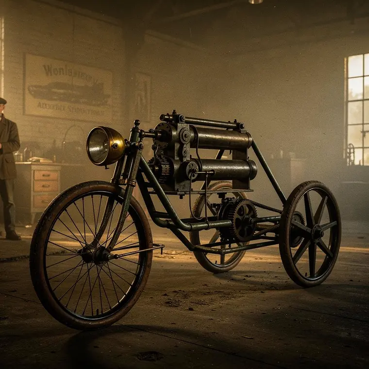 Wolseley Autocar Nummer Eins, 1896, Three Wheeler with Flat Twin Engine