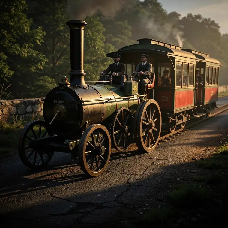 De Dion Dampfschlepper Paris-Rouen, 1894, Steam Traction Engine with Trailer