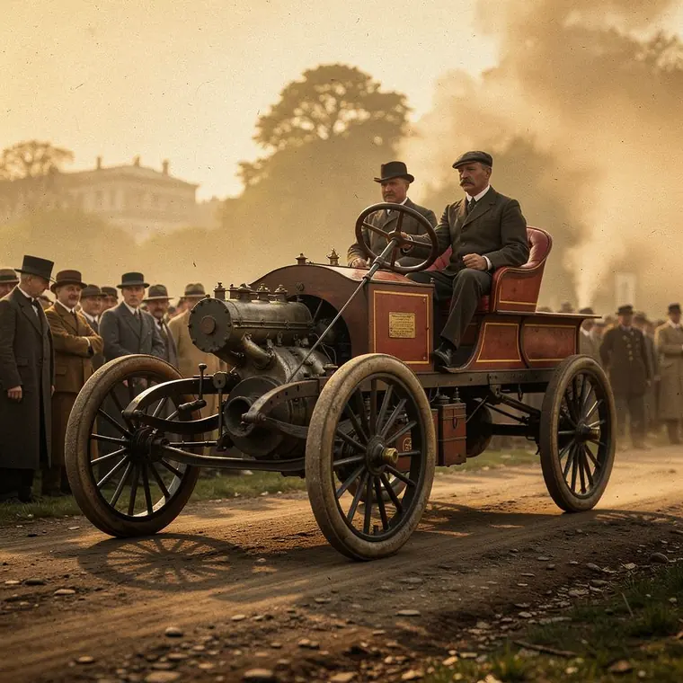 Vacherons Lenkrad, 1894, Front Engined Car with Steering Wheel