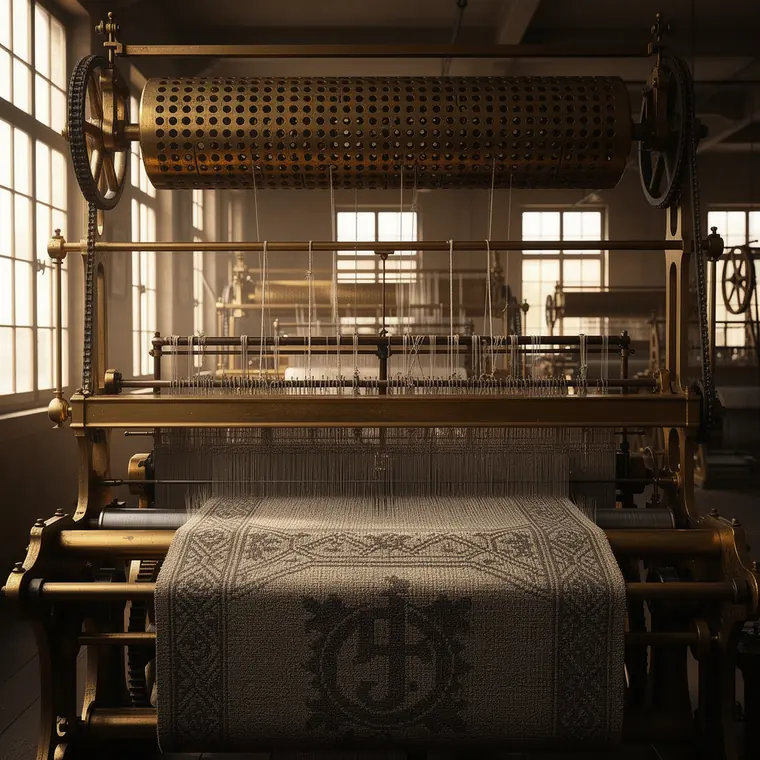 Vaucanson Loom, 1745, Perforated Cylinder Loom