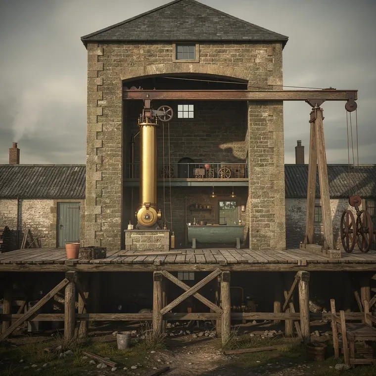 Wheal Busy Watt Engine, 1777, Watt Pumping Engine with Condenser