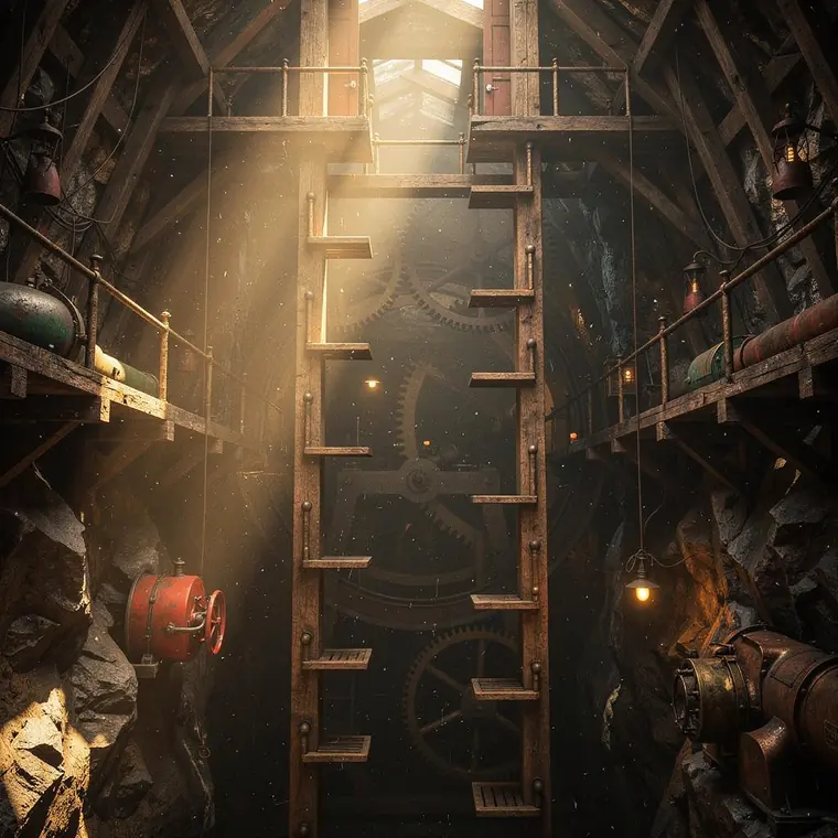 Fahrkunst Grube Samson, 1837, Man Engine with Counter Rod