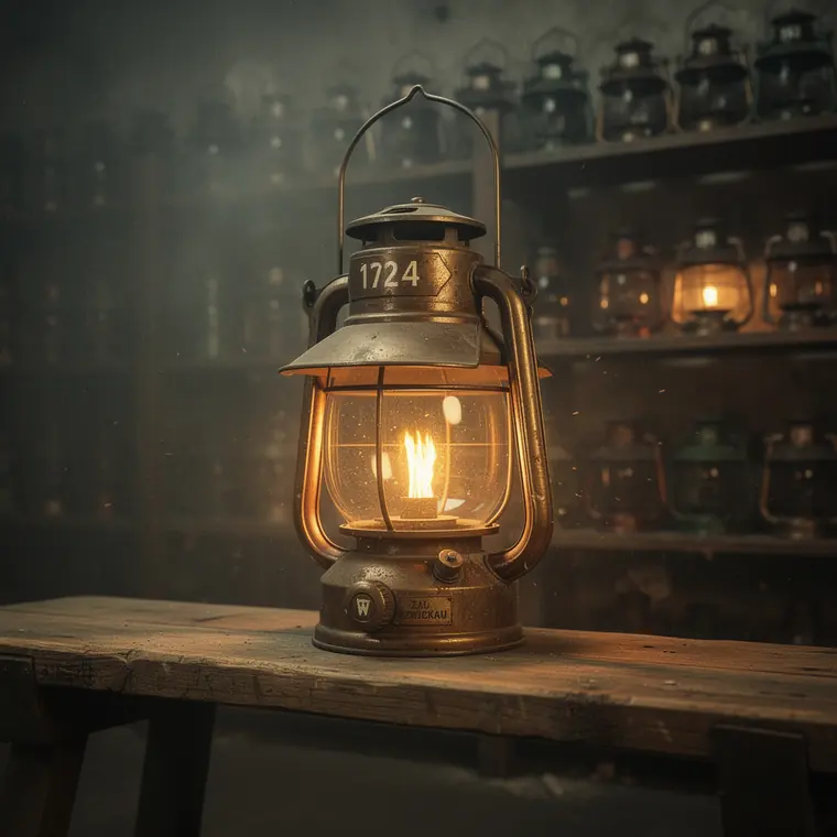 Wolf Benzinlampe, 1884, Petrol Safety Lamp with Magnetic Lock