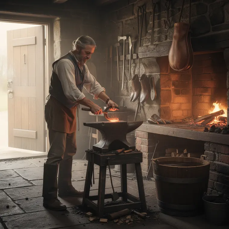 The Smith and Striker, 1840, Forge