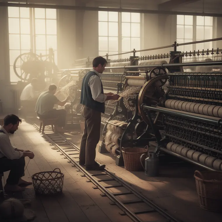 The Mule Spinner, 1850, Spinning Mill