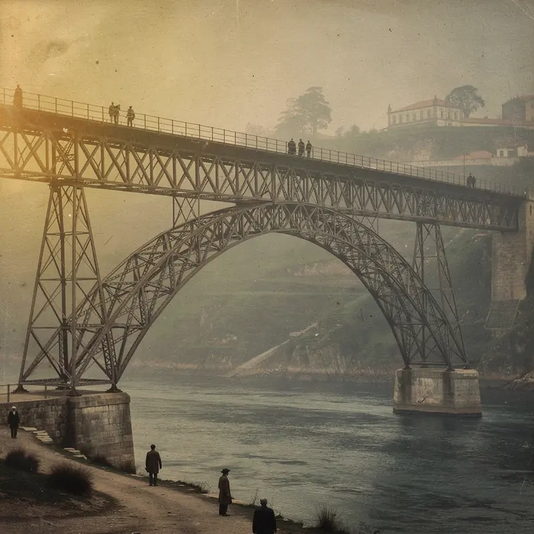 Ponte Maria Pia, 1877, Wrought Iron Hinged Arch