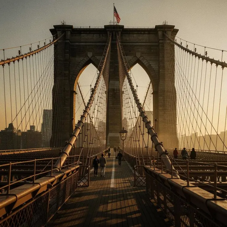 Brooklyn Bridge, 1883, Steel Wire Suspension Bridge