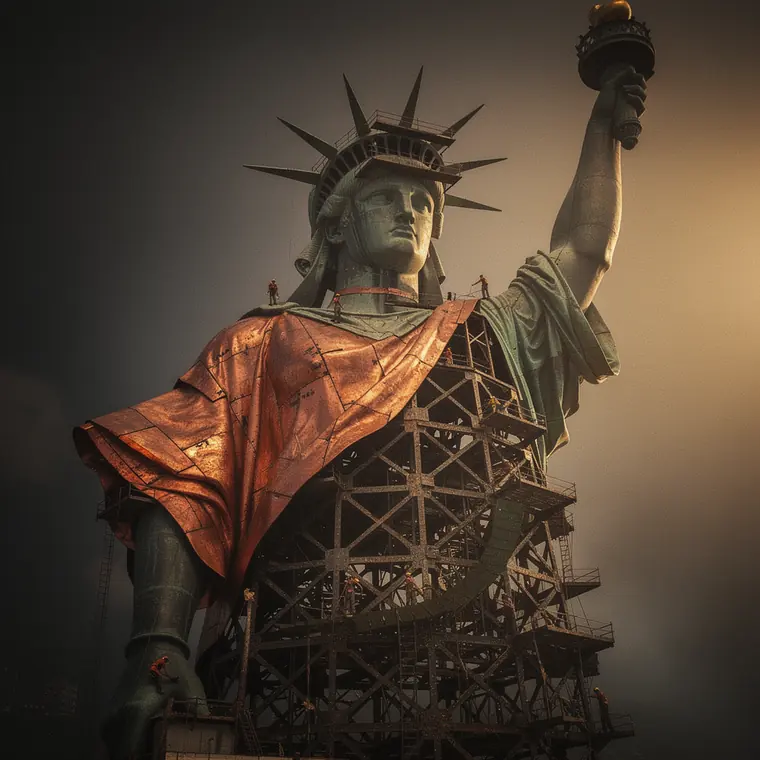 Statue of Liberty, 1886, Iron Pylon with Copper Skin