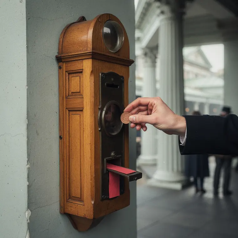 The Stamp Vending Machine, 1905, Coin-Operated Stamp Dispenser