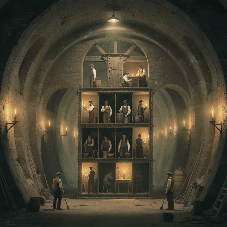 Thames Tunnel, 1843, Shield Tunnelling with Brick Vault